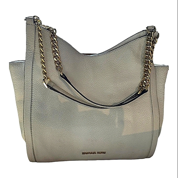 MICHAEL KORS NEWBURY GREY PEBBLED TEXTURE LEATHER SHOULDER TOTE BAG  EUC - Picture 3 of 16